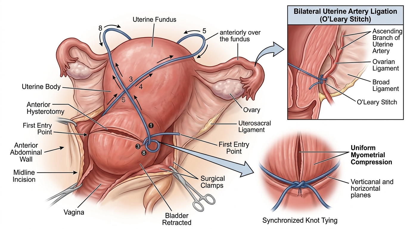 Teknik Jahitan Kompresi Uterus B-Lynch & Ligasi Vaskular Hemostatik